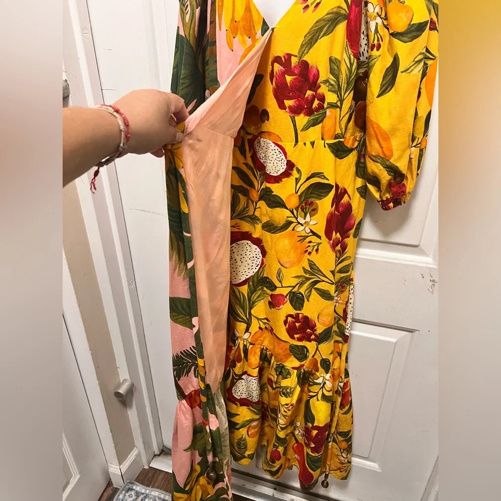 Farm Rio Mixed Print Tropical Wrap Dress Size M - Picture 3 of 8